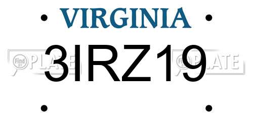 3IRZ19 Virginia License Plate