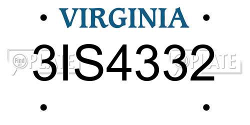3IS4332 Virginia License Plate