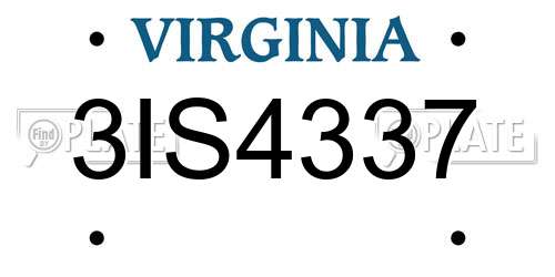 3IS4337 Virginia License Plate