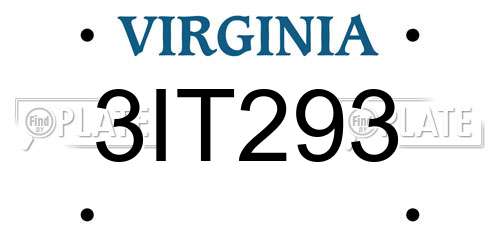 3IT293 Virginia License Plate