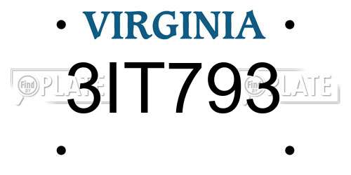 3IT793 Virginia License Plate