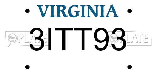 3ITT93 Virginia License Plate