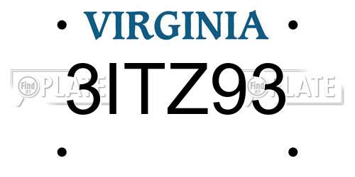 3ITZ93 Virginia License Plate