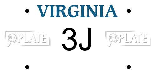 3J Virginia License Plate