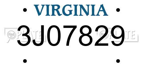 3J07829 Virginia License Plate