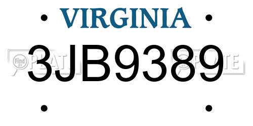 3JB9389 Virginia License Plate
