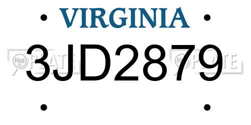 3JD2879 Virginia License Plate