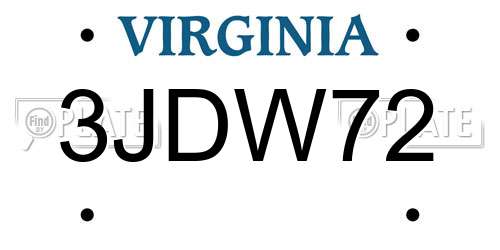 3JDW72 Virginia License Plate