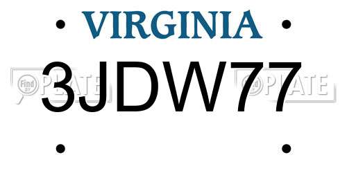3JDW77 Virginia License Plate