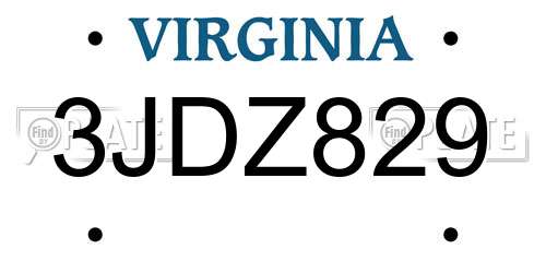3JDZ829 Virginia License Plate