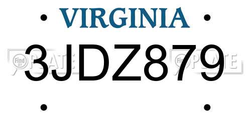 3JDZ879 Virginia License Plate