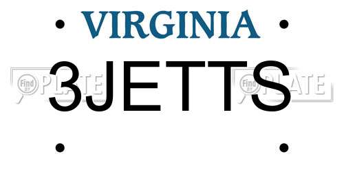 3JETTS Virginia License Plate