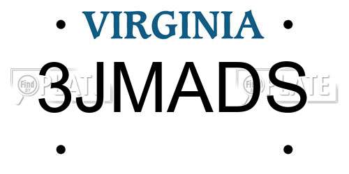 3JMADS Virginia License Plate