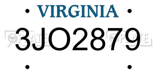 3JO2879 Virginia License Plate