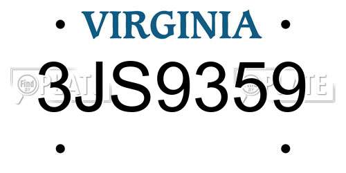 3JS9359 Virginia License Plate