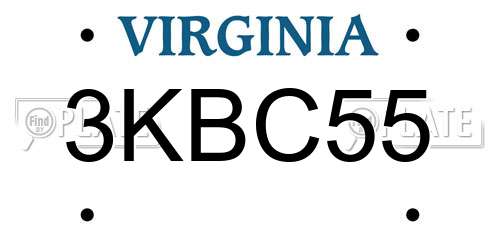 3KBC55 Virginia License Plate