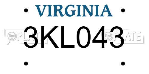 3KL043 Virginia License Plate