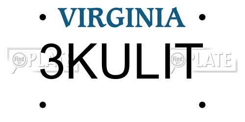 3KULIT Virginia License Plate