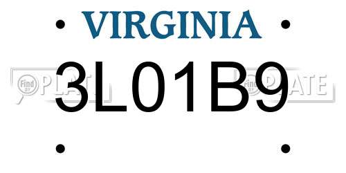 3L01B9 Virginia License Plate