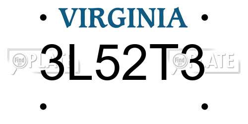 3L52T3 Virginia License Plate