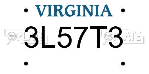 3L57T3 Virginia License Plate