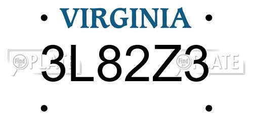3L82Z3 Virginia License Plate