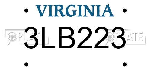 3LB223 Virginia License Plate