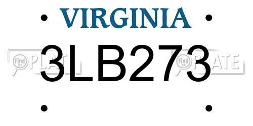 3LB273 Virginia License Plate