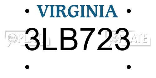 3LB723 Virginia License Plate