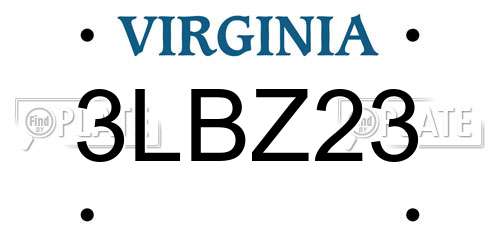 3LBZ23 Virginia License Plate