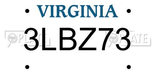 3LBZ73 Virginia License Plate