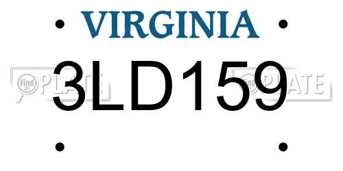 3LD159 Virginia License Plate
