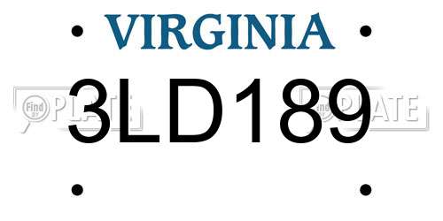 3LD189 Virginia License Plate