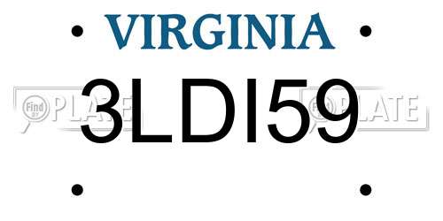 3LDI59 Virginia License Plate