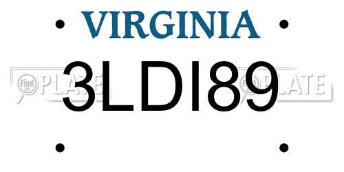 3LDI89 Virginia License Plate