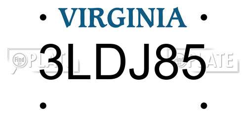 3LDJ85 Virginia License Plate
