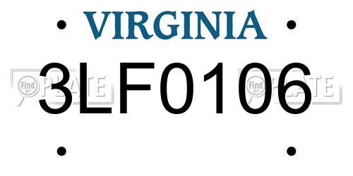 3LF0106 Virginia License Plate