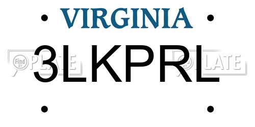 3LKPRL Virginia License Plate