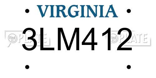 3LM412 Virginia License Plate
