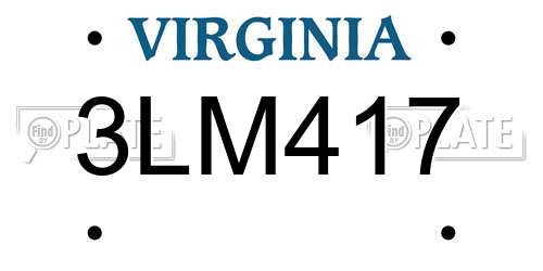 3LM417 Virginia License Plate