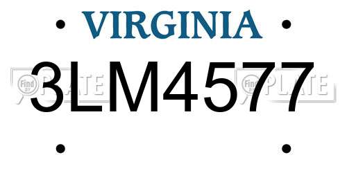 3LM4577 Virginia License Plate
