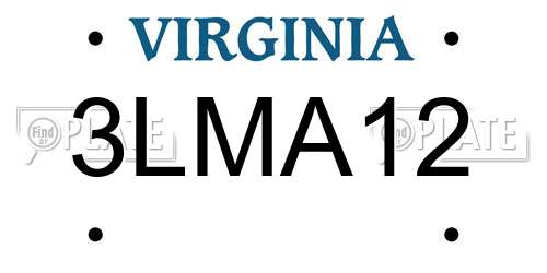 3LMA12 Virginia License Plate