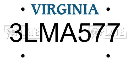 3LMA577 Virginia License Plate