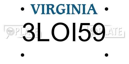 3LOI59 Virginia License Plate