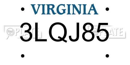 3LQJ85 Virginia License Plate