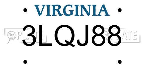 3LQJ88 Virginia License Plate