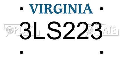 3LS223 Virginia License Plate