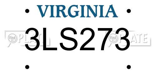 3LS273 Virginia License Plate