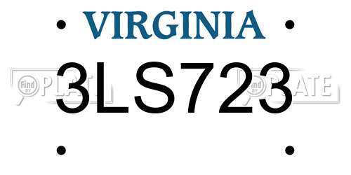 3LS723 Virginia License Plate