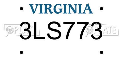 3LS773 Virginia License Plate